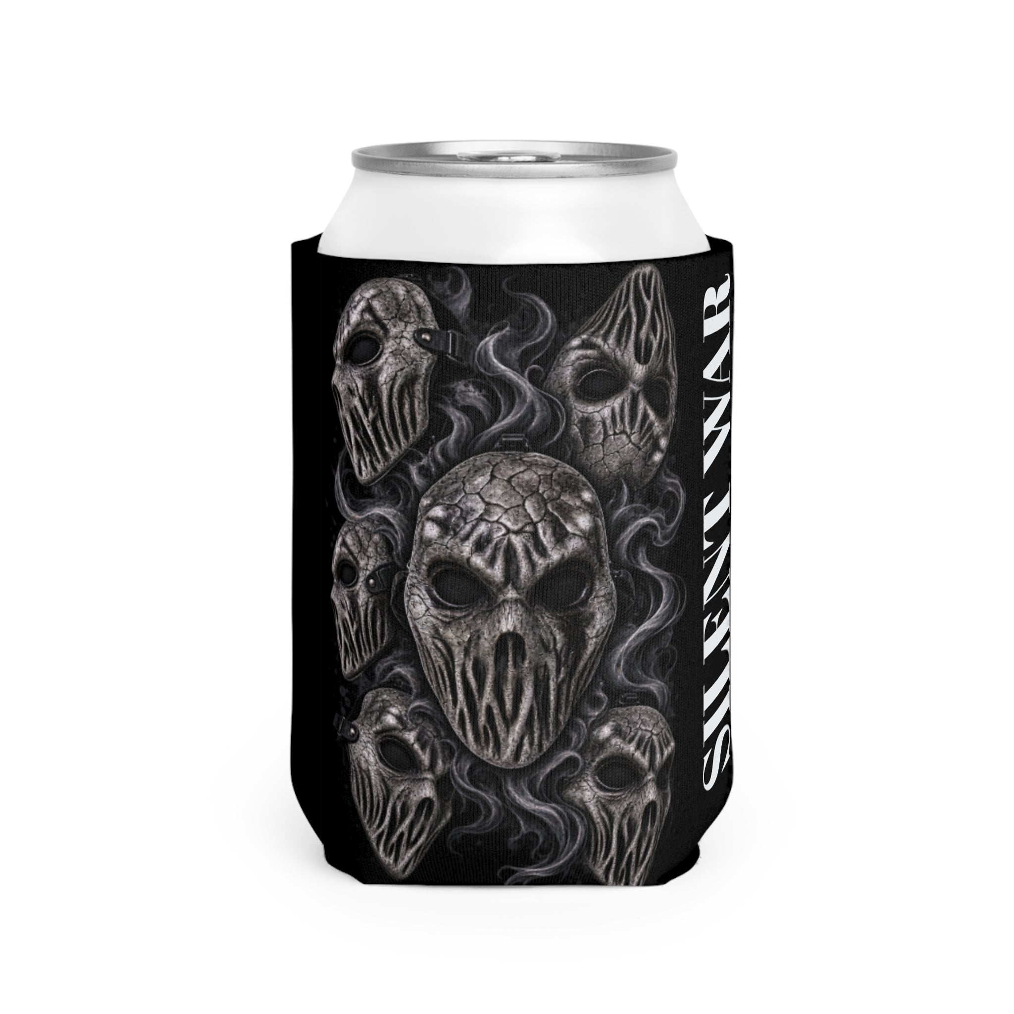 Silent War Masked Skulls Can Cooler Sleeve — Georgia Phantom Beverage Insulator